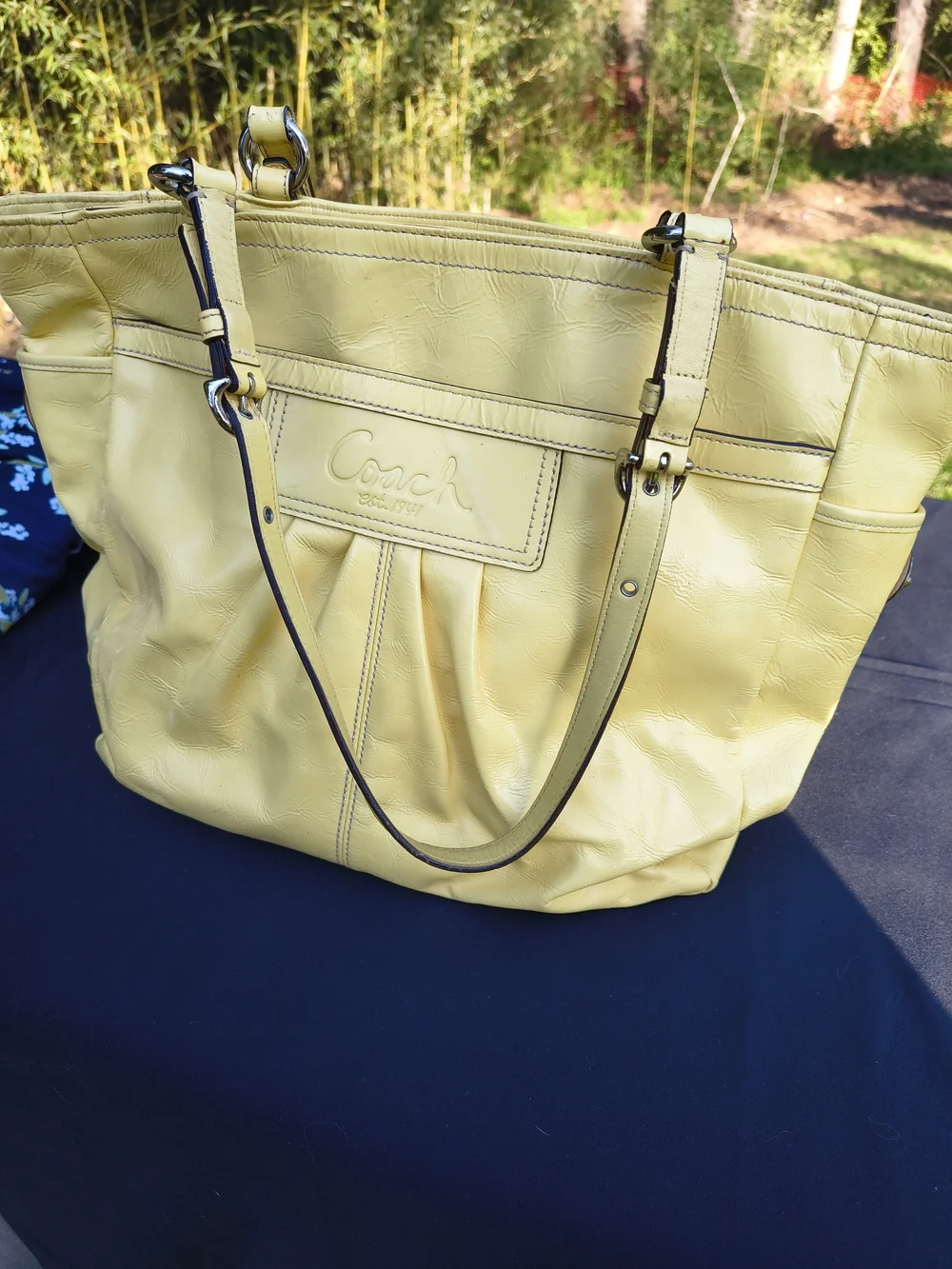 Coach Lemon Yellow Leather Tote with Front Logo Panel - Picture 5 of 9